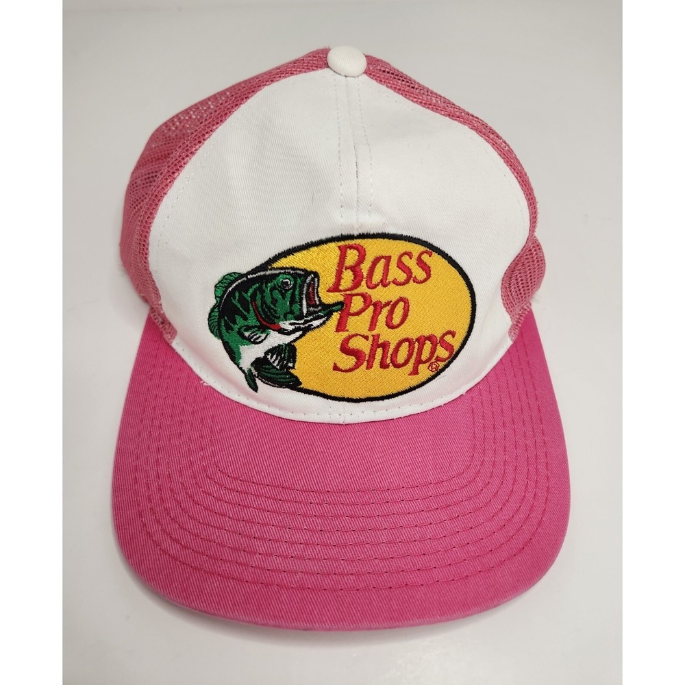 Bass Pro Shops Hat embroidered logo mesh fishing hunting Pink